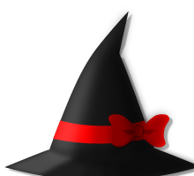 Black Witch Hat with Red Ribbon