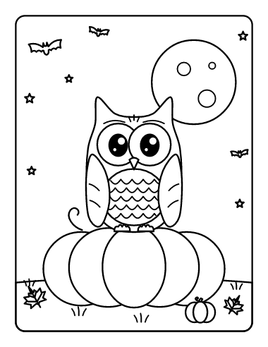 Owl on a Pumpkin coloring page