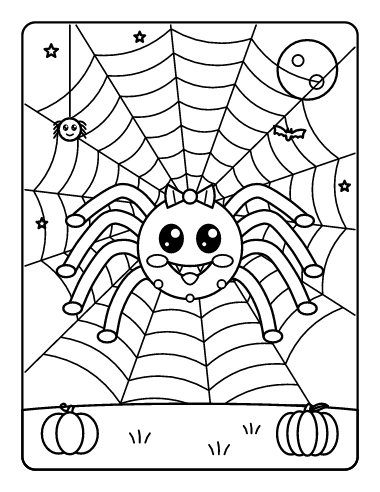 Smiling Spider on Its Web coloring page